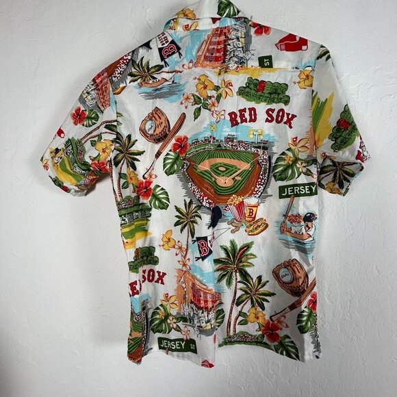 Reyn Spooner Kids Boston Red Sox Scenic Button-Up Hawaiian Shirt XL White/Green - Picture 2 of 7